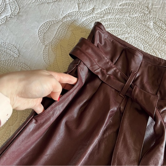 NWT - Commando - Faux Leather Paperbag Pants - Oxblood - Picture 6 of 13
